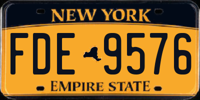NY license plate FDE9576