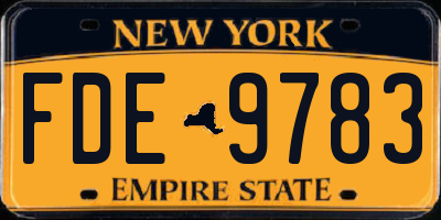 NY license plate FDE9783