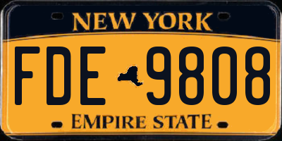 NY license plate FDE9808