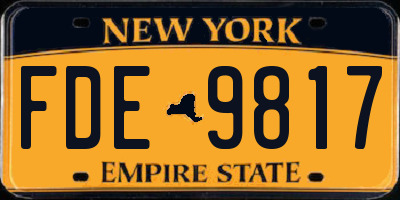 NY license plate FDE9817