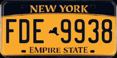 NY license plate FDE9938