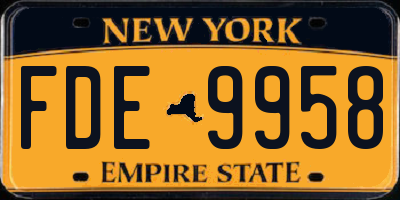 NY license plate FDE9958