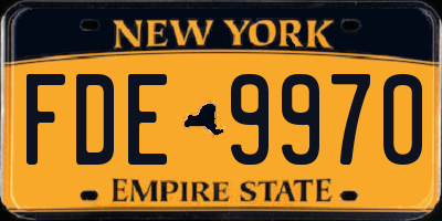 NY license plate FDE9970
