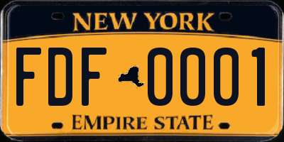 NY license plate FDF0001