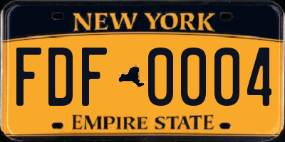 NY license plate FDF0004