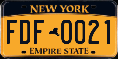 NY license plate FDF0021