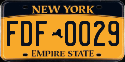 NY license plate FDF0029