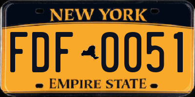 NY license plate FDF0051