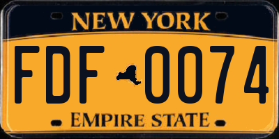NY license plate FDF0074