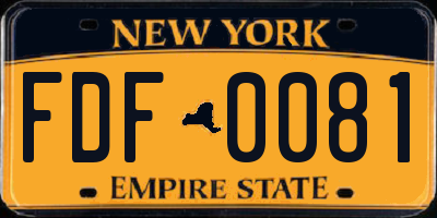 NY license plate FDF0081
