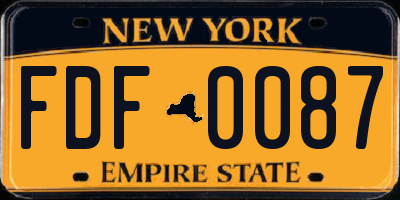 NY license plate FDF0087