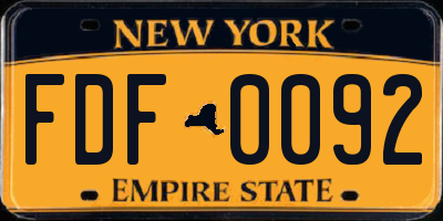 NY license plate FDF0092