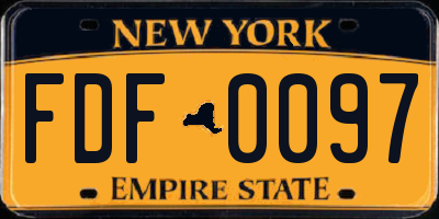 NY license plate FDF0097