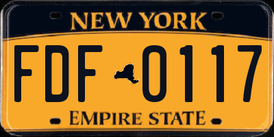NY license plate FDF0117