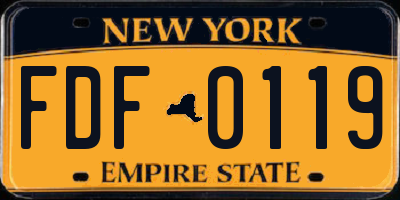 NY license plate FDF0119