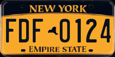 NY license plate FDF0124