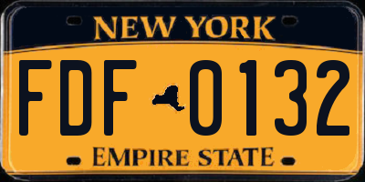 NY license plate FDF0132