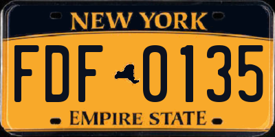 NY license plate FDF0135