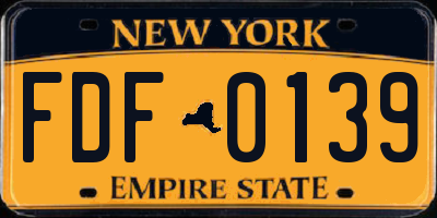 NY license plate FDF0139