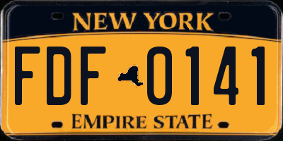 NY license plate FDF0141