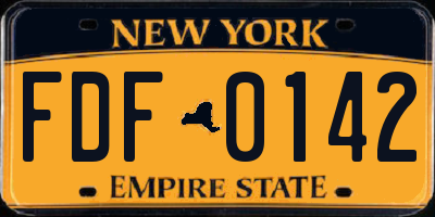 NY license plate FDF0142