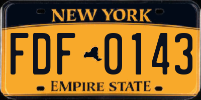 NY license plate FDF0143