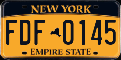 NY license plate FDF0145
