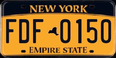 NY license plate FDF0150
