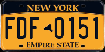 NY license plate FDF0151