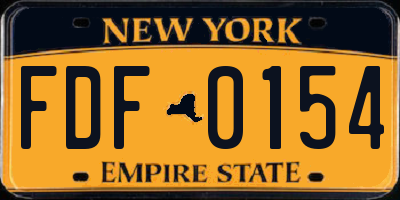 NY license plate FDF0154