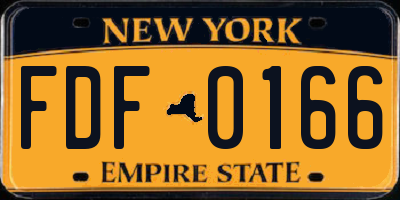 NY license plate FDF0166