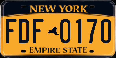 NY license plate FDF0170