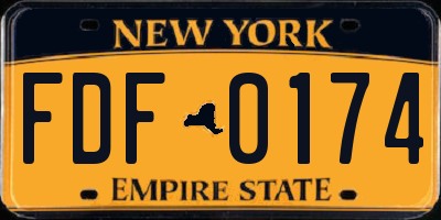 NY license plate FDF0174