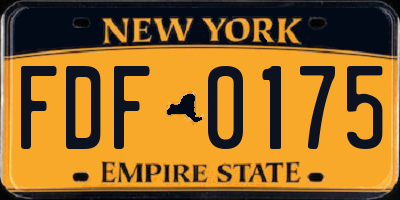 NY license plate FDF0175