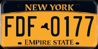 NY license plate FDF0177