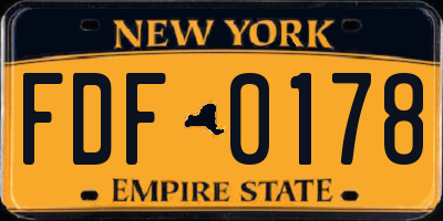 NY license plate FDF0178