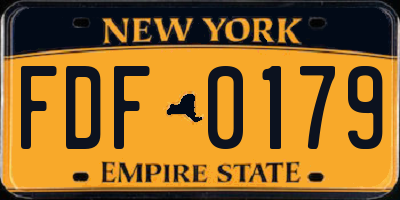 NY license plate FDF0179