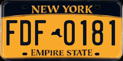 NY license plate FDF0181