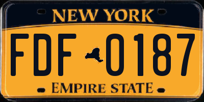 NY license plate FDF0187