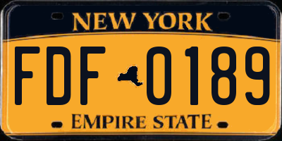 NY license plate FDF0189