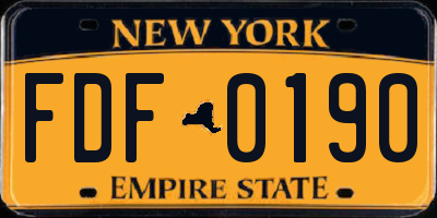 NY license plate FDF0190