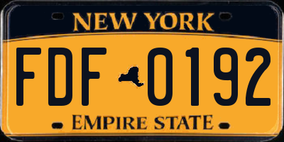 NY license plate FDF0192