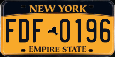 NY license plate FDF0196