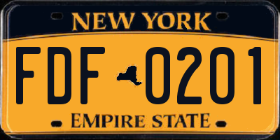 NY license plate FDF0201