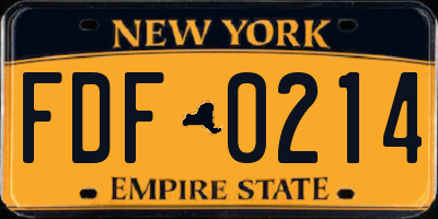 NY license plate FDF0214