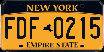 NY license plate FDF0215