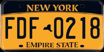 NY license plate FDF0218