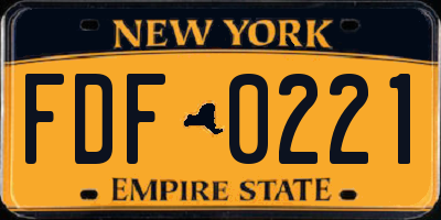 NY license plate FDF0221