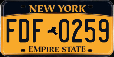 NY license plate FDF0259