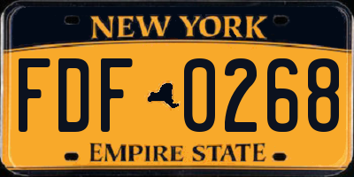 NY license plate FDF0268